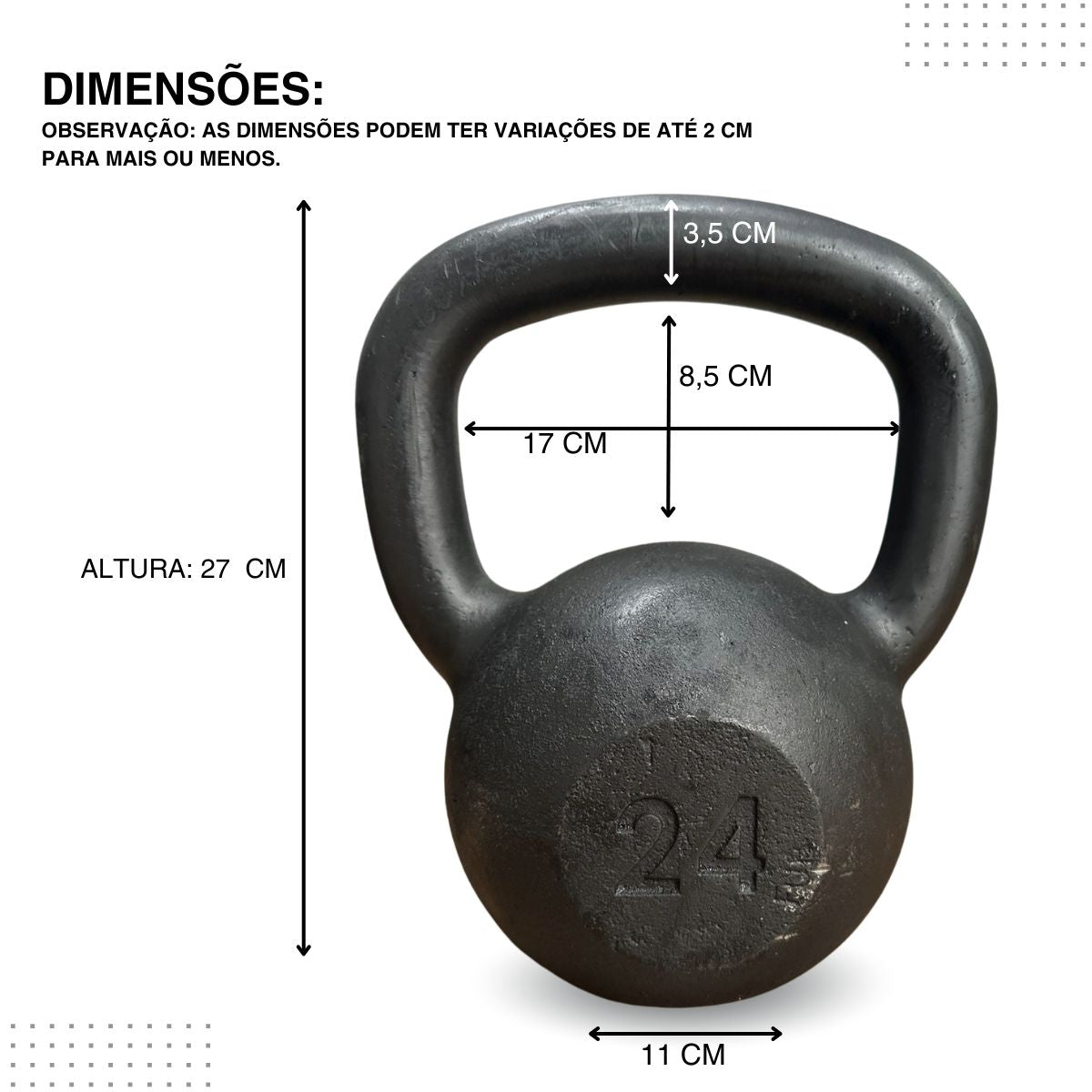 Kettlebell Pintado Ferro Fundido Preto