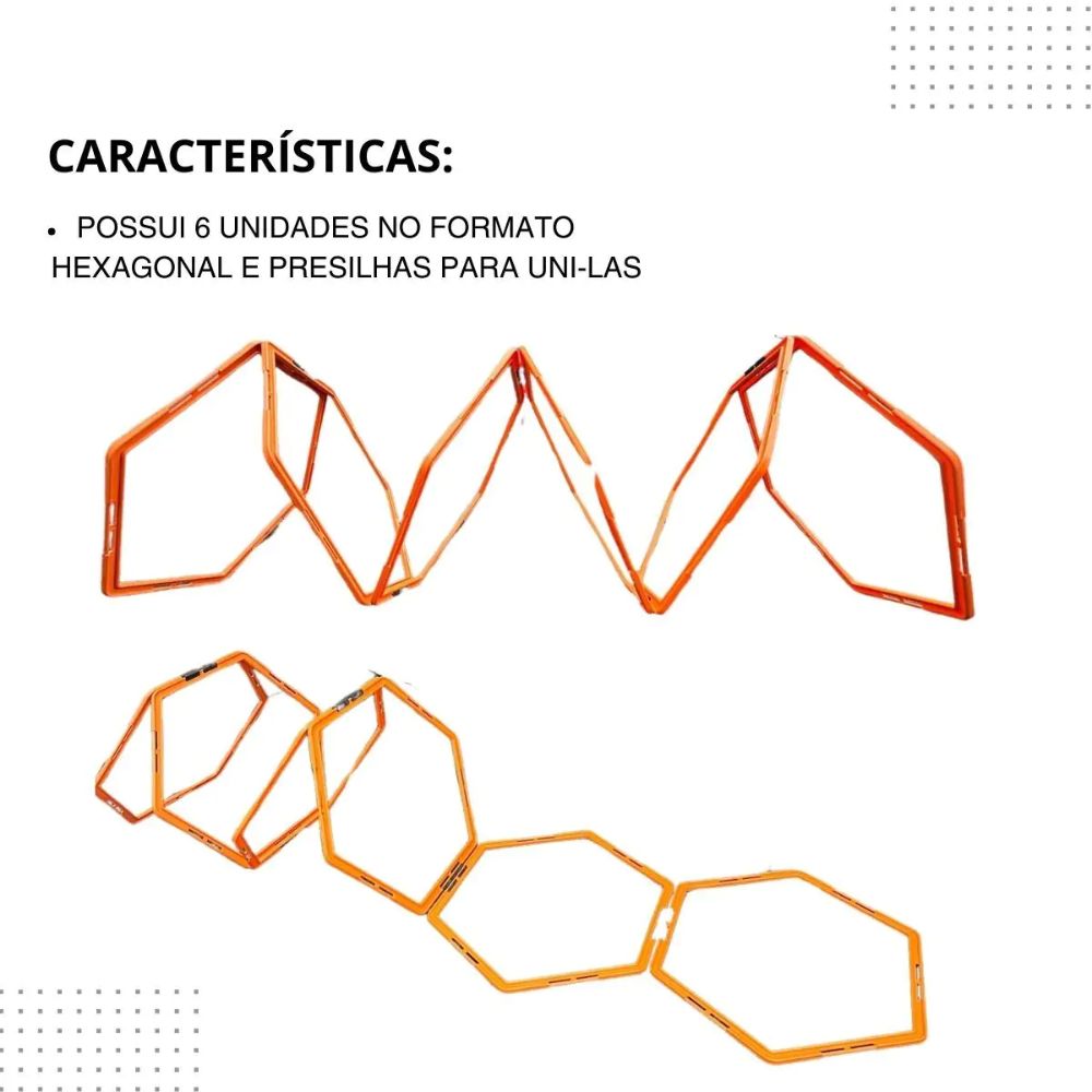 Argola Grade Hexagonal de Agilidade 6 Unidades Laranja