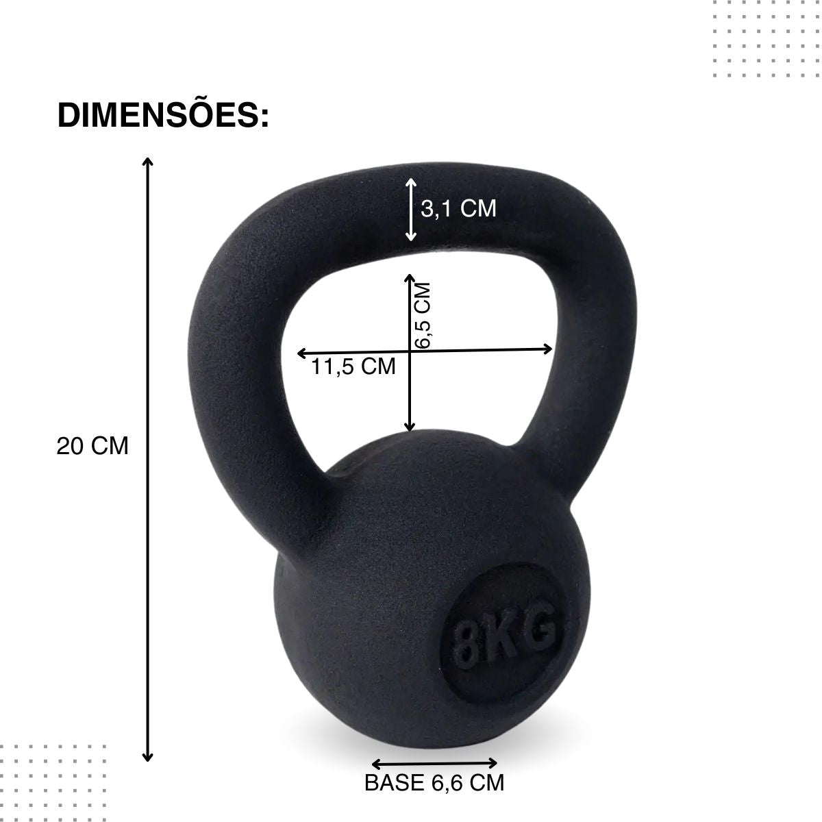 Kettlebell Iron Cast Ferro Fundido Preto