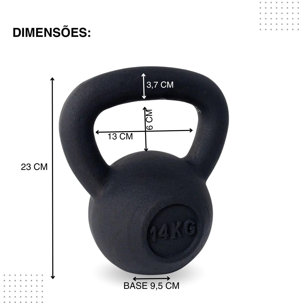 Kettlebell Iron Cast Ferro Fundido Preto