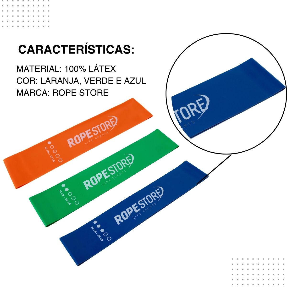Kit 3 Mini Bands Tensão Leve, Médio e Forte