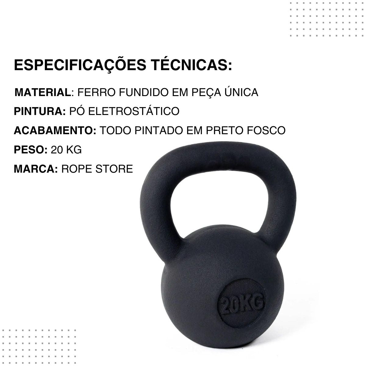 Kettlebell Iron Cast Ferro Fundido Preto