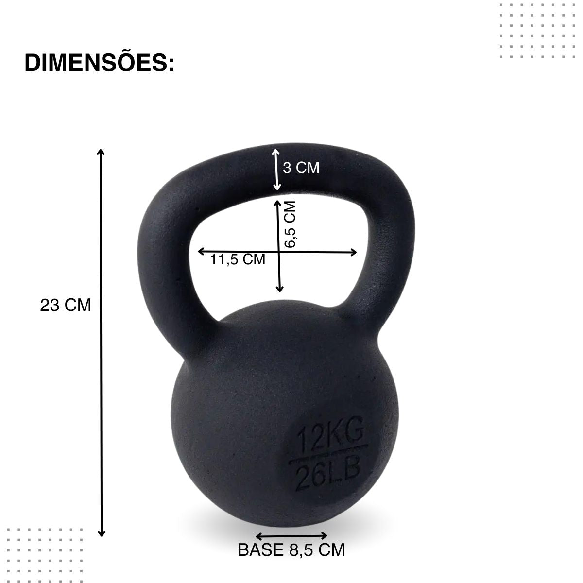 Kettlebell Iron Cast Ferro Fundido Preto
