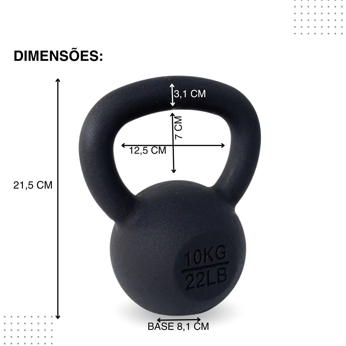 Kettlebell Iron Cast Ferro Fundido Preto