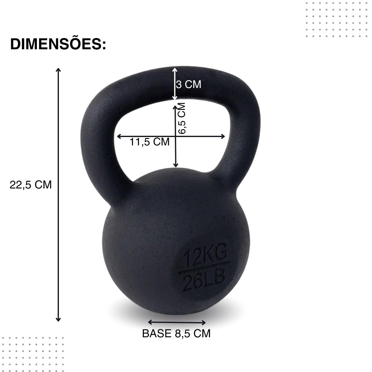 Kettlebell Iron Cast Ferro Fundido Preto
