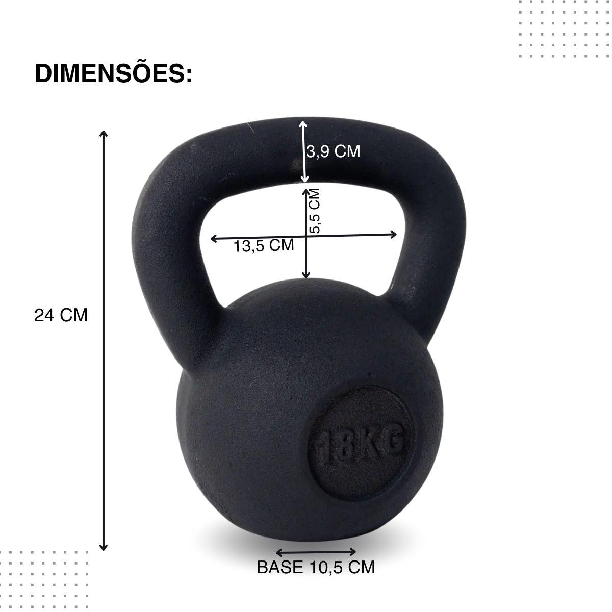 Kettlebell Iron Cast Ferro Fundido Preto