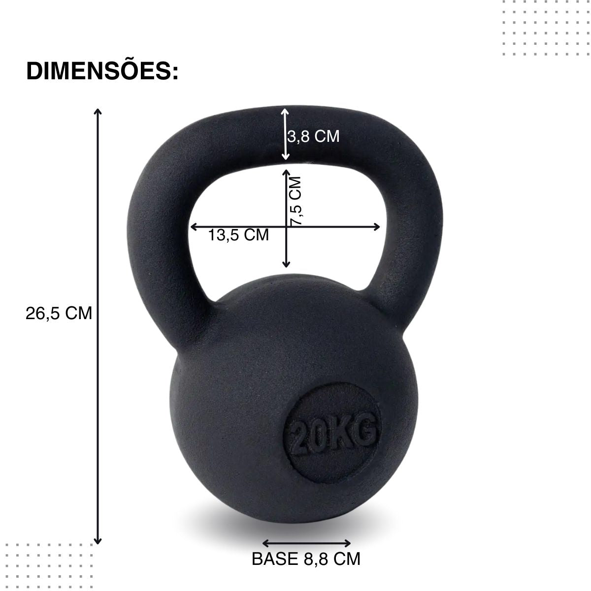 Kettlebell Iron Cast Ferro Fundido Preto