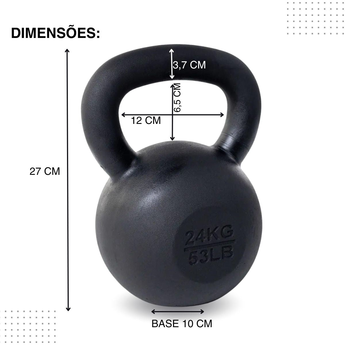 Kettlebell Iron Cast Ferro Fundido Preto