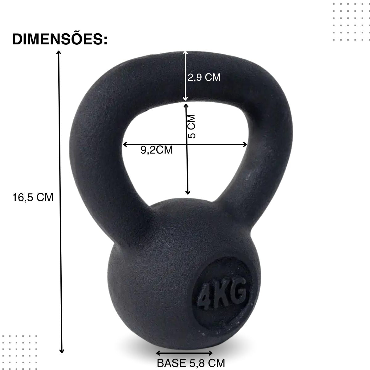Kettlebell Iron Cast Ferro Fundido Preto
