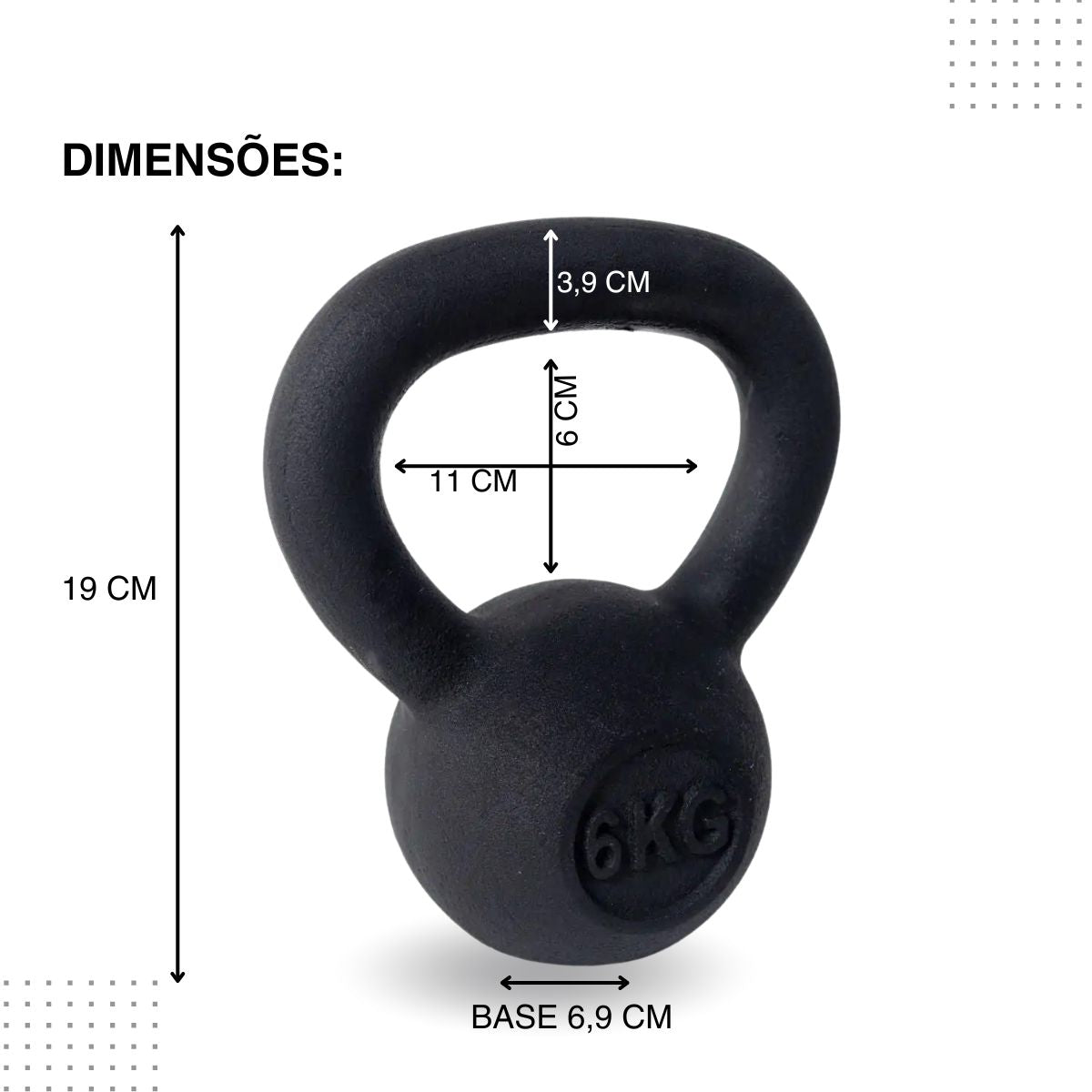 Kettlebell Iron Cast Ferro Fundido Preto