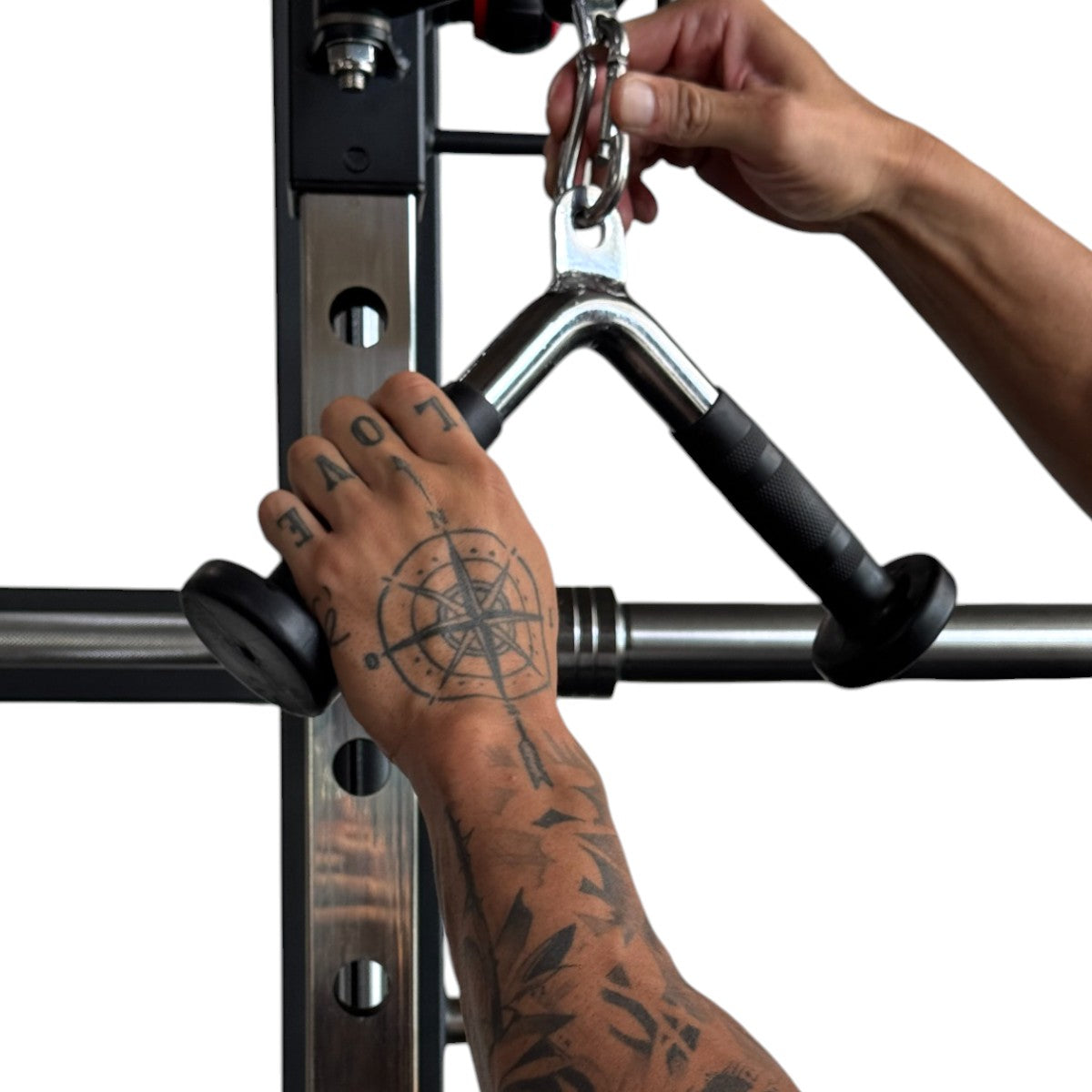 Puxador Triceps em V Metal com Pegada Emborrachada