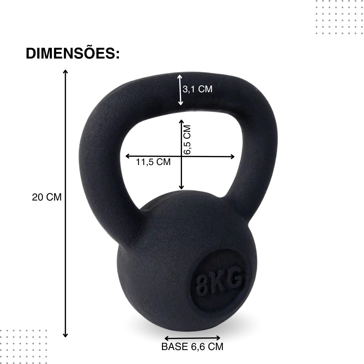 Kettlebell Iron Cast Ferro Fundido Preto