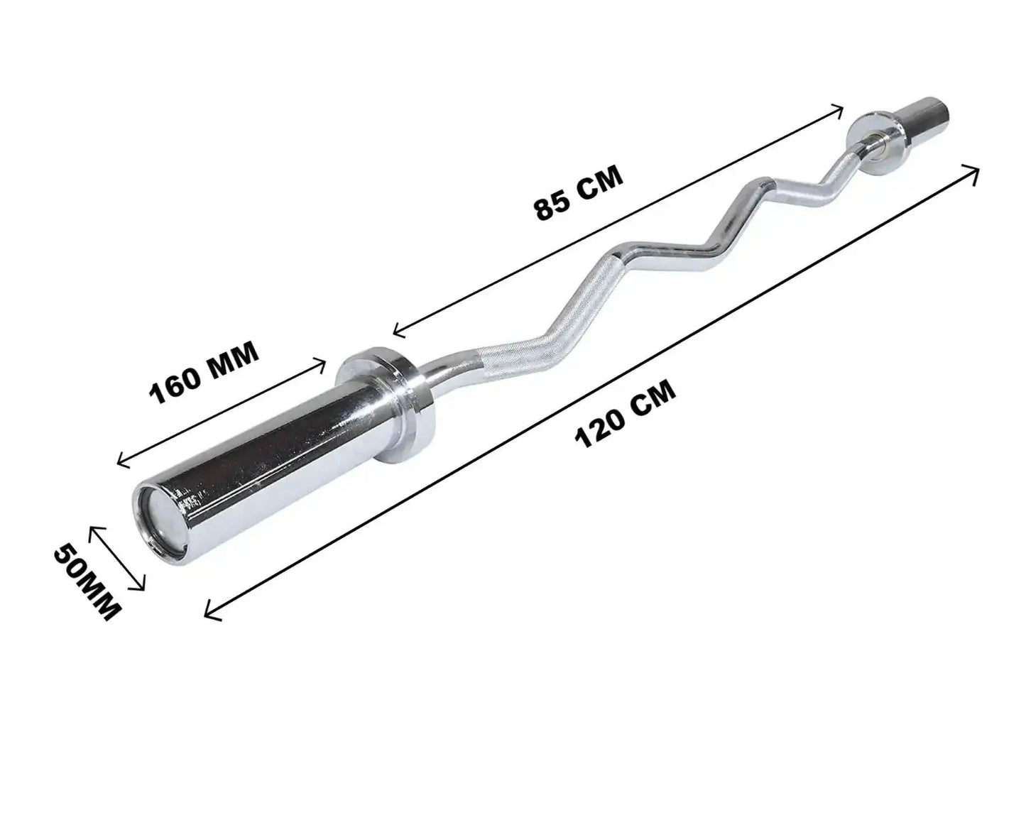 Barra W Olímpica Rolamentada para Musculação 1,20 M Cromada