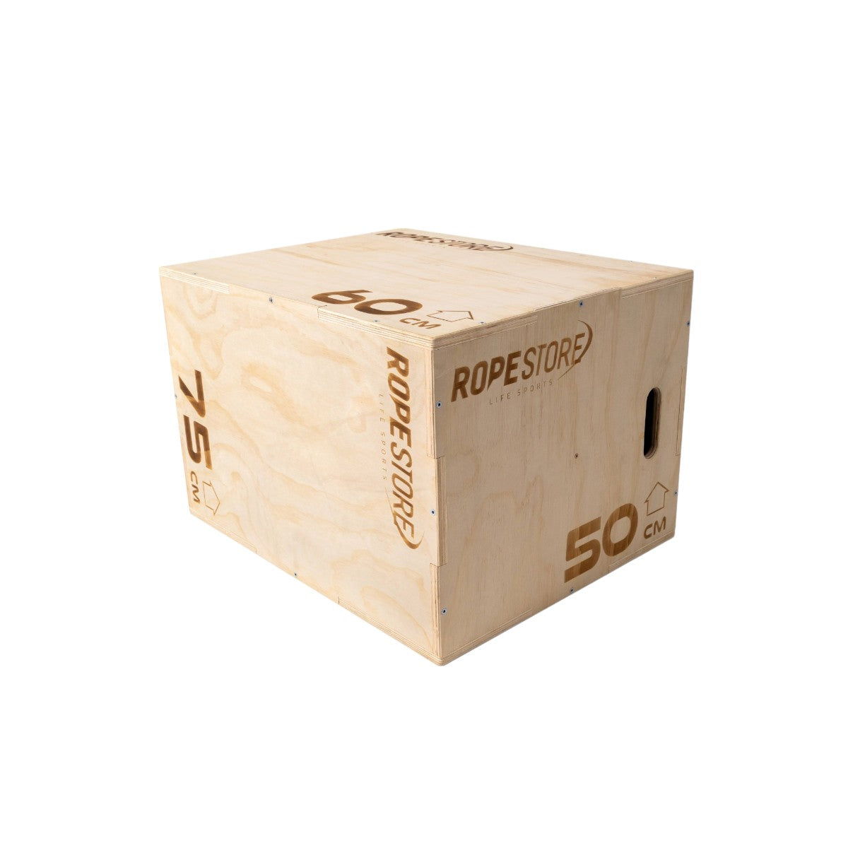 Caixa de Saltos Plyo Box Madeira Naval 50 x 60 x 75 cm Montada Com Logo