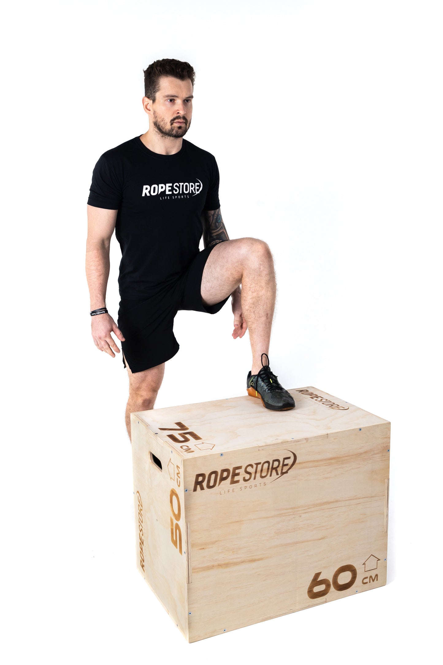 Caixa de Saltos Plyo Box Madeira Naval 50 x 60 x 75 cm Montada Com Logo