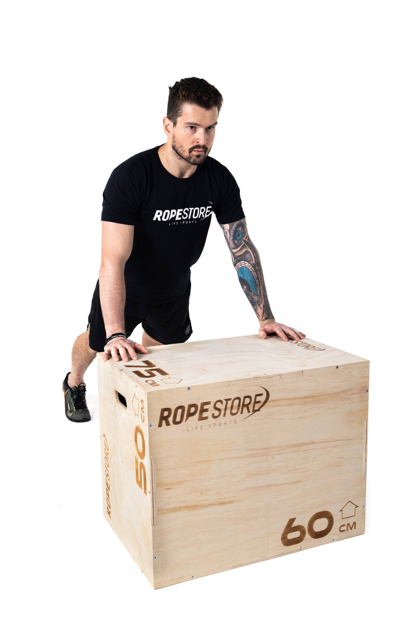 Caixa de Saltos Plyo Box Madeira Naval 50 x 60 x 75 cm Desmontada Com Logo