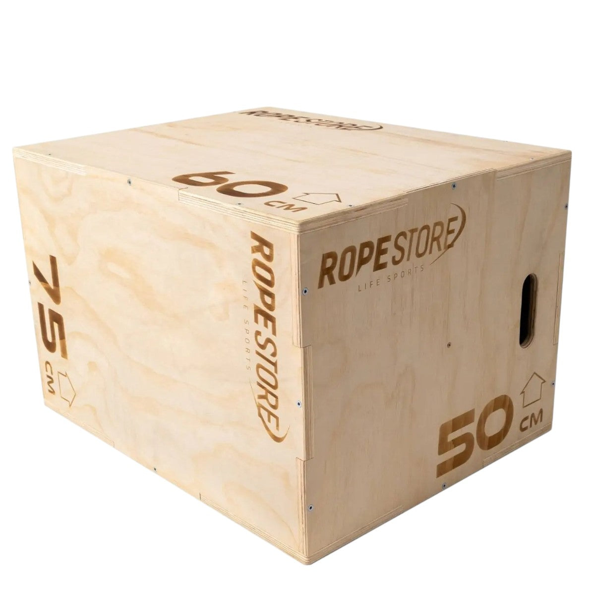 Caixa de Saltos Plyo Box Madeira Naval 50 x 60 x 75 cm Desmontada Com Logo