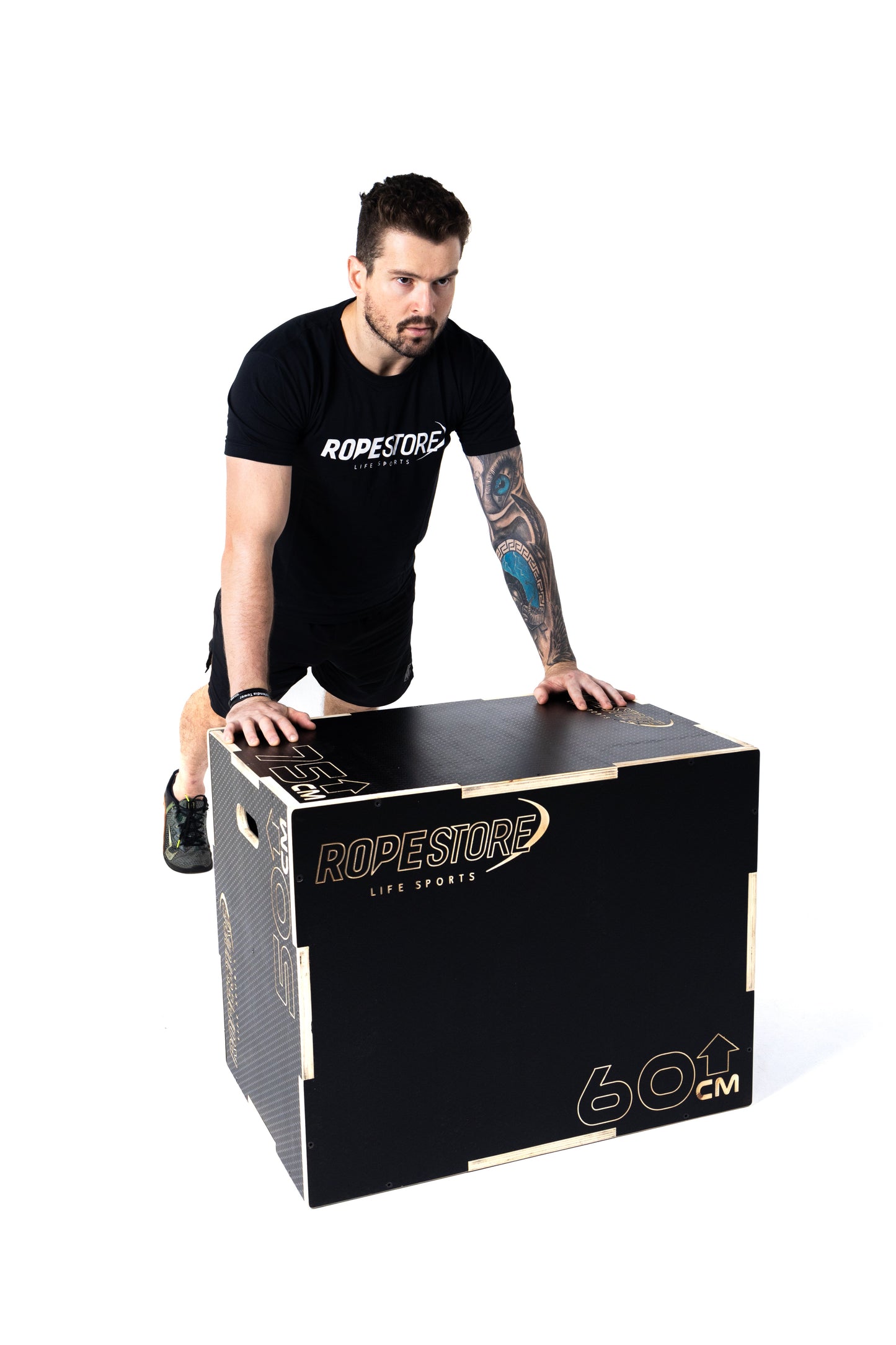 Caixa de Saltos Plyo Box Madeira Naval 50 x 60 x 75 cm Desmontada Com Logo Antiderrapante