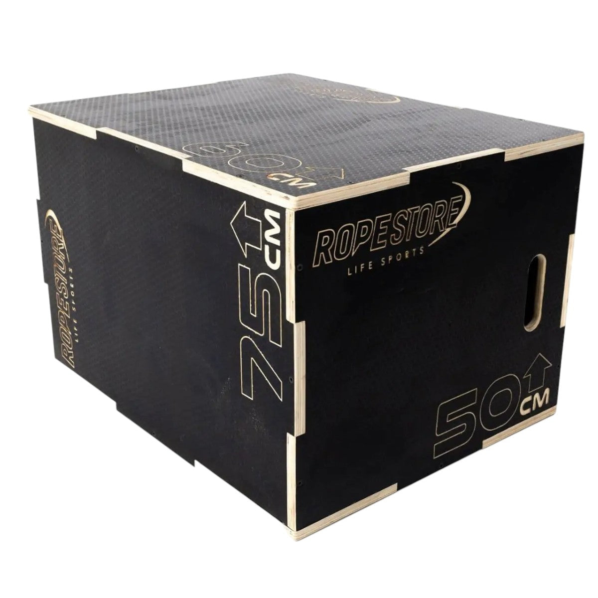 Caixa de Saltos Plyo Box Madeira Naval 50 x 60 x 75 cm Desmontada Com Logo Antiderrapante