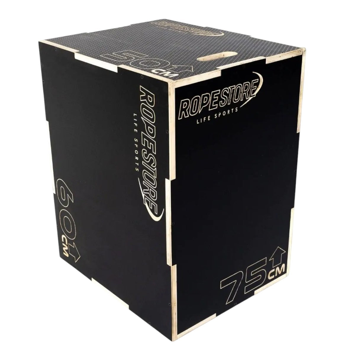 Caixa de Saltos Plyo Box Madeira Naval 50 x 60 x 75 cm Montada Com Logo Antiderrapante
