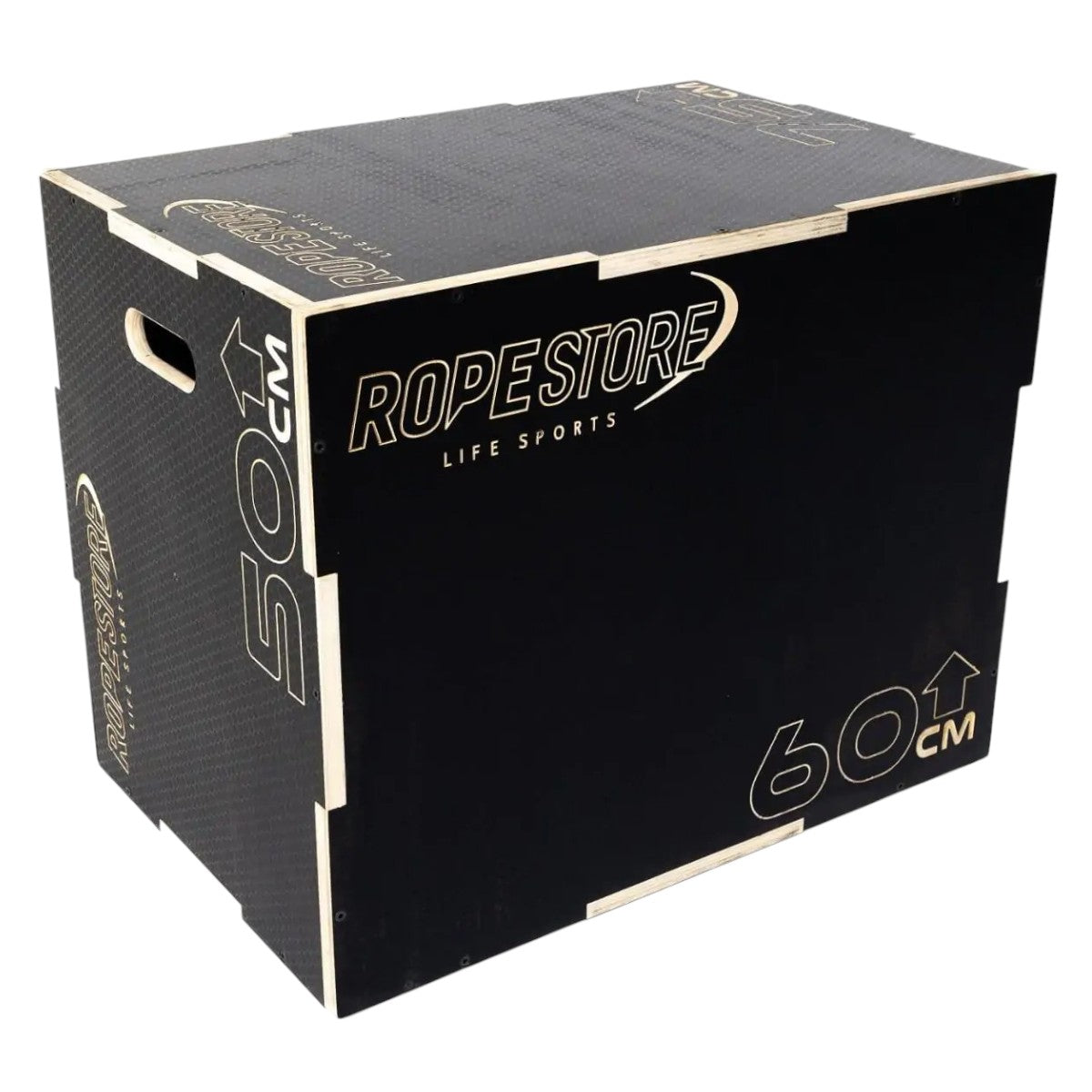 Caixa de Saltos Plyo Box Madeira Naval 50 x 60 x 75 cm Montada Com Logo Antiderrapante