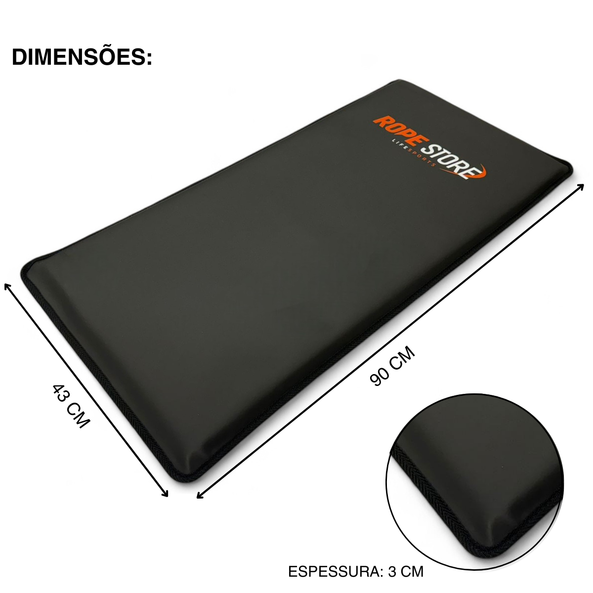 Colchonete 90 x 43 x 3 cm D60 Emborrachado Preto