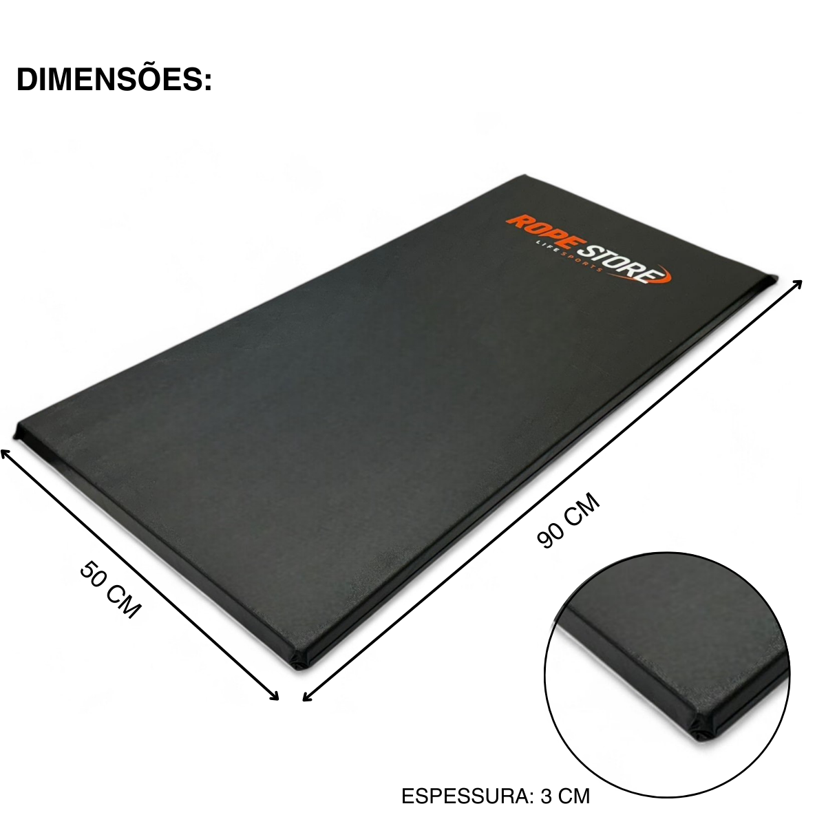 Colchonete 90 x 50 x 3 cm D60 Napa Preto