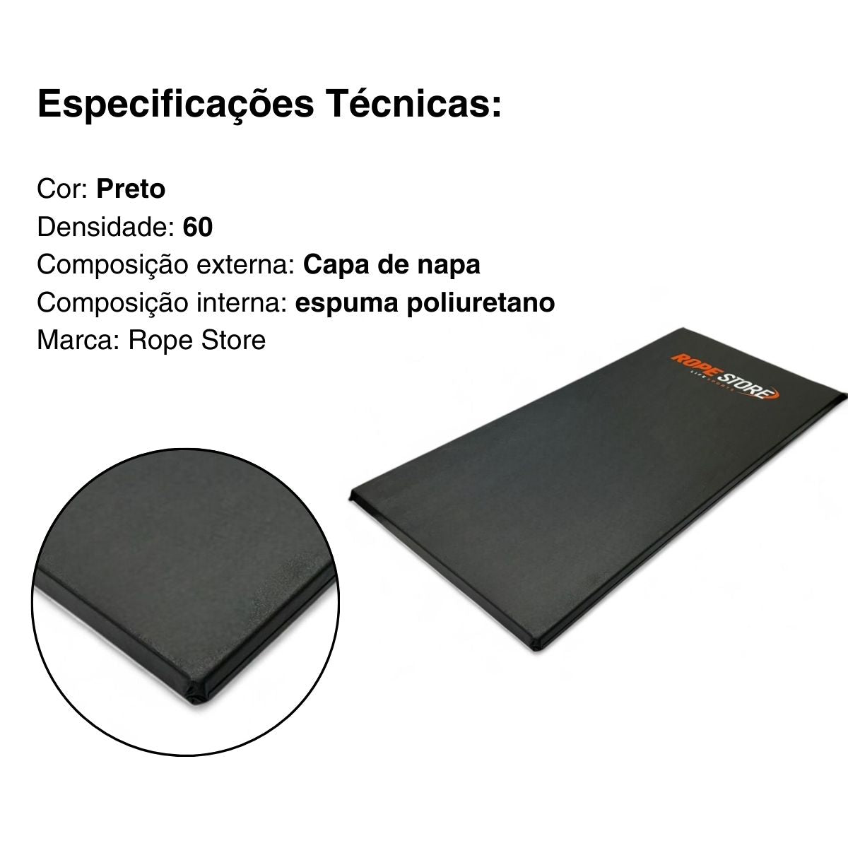 Colchonete 90 x 50 x 3 cm D60 Napa Preto