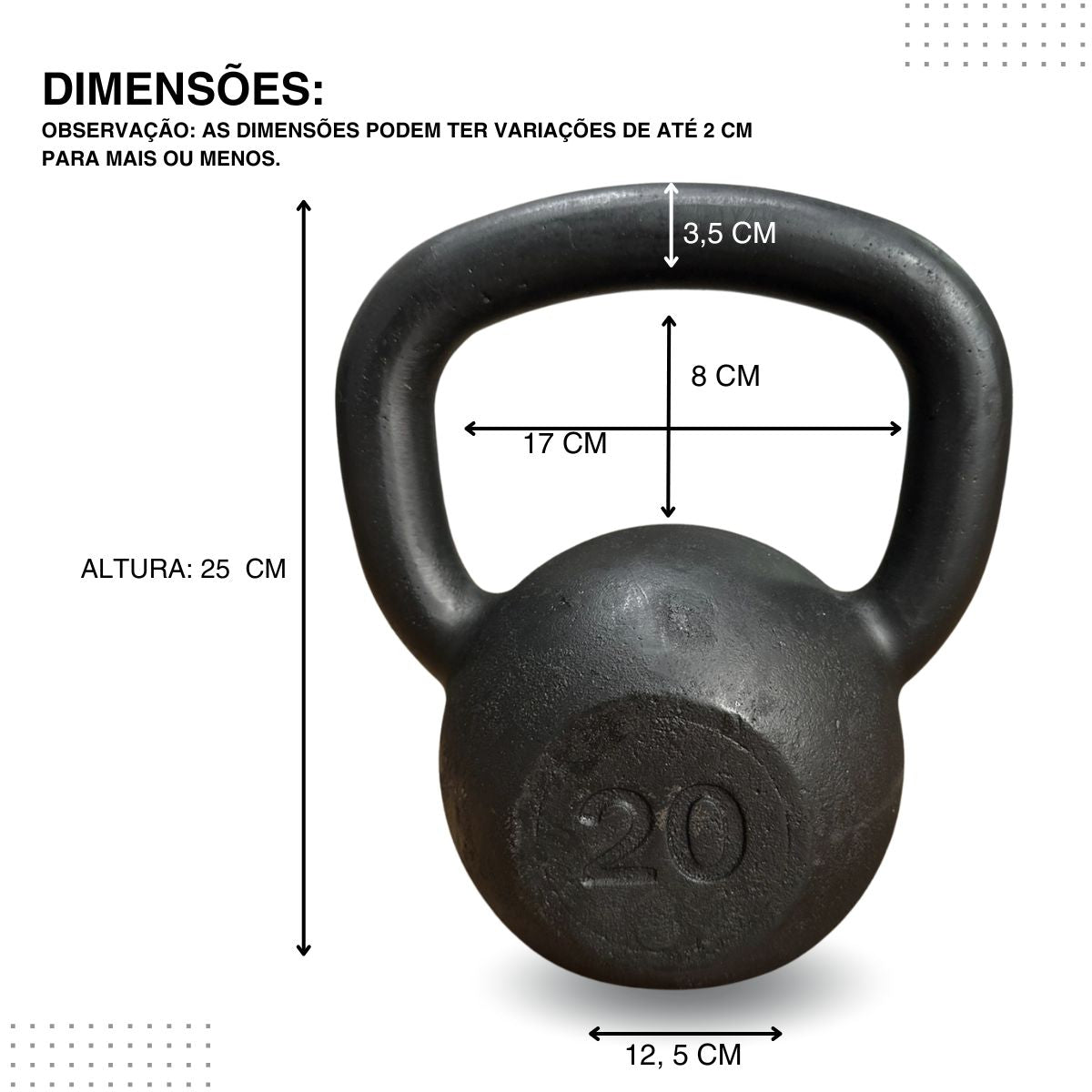 Kettlebell Pintado Ferro Fundido Preto