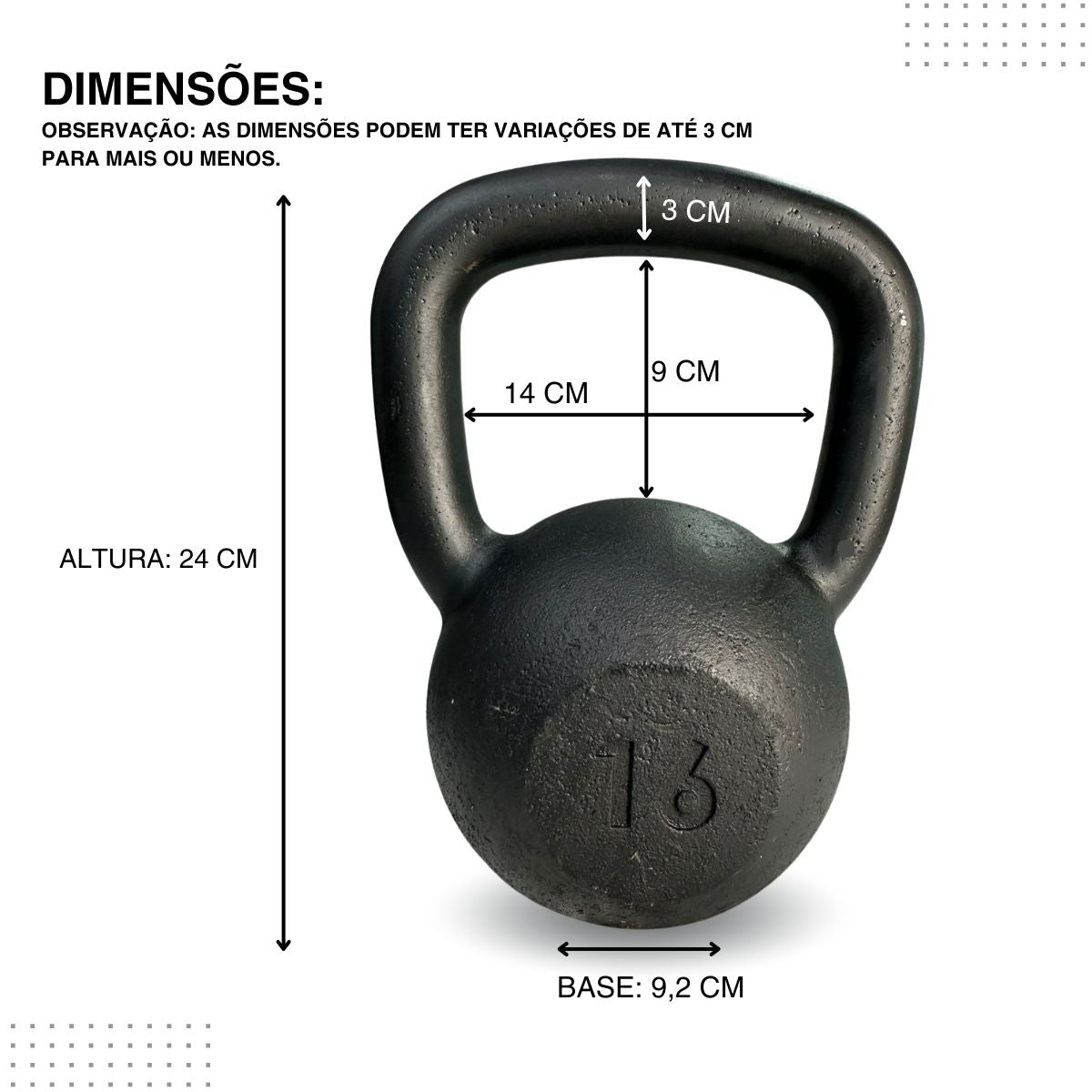 Kettlebell Pintado Ferro Fundido Preto