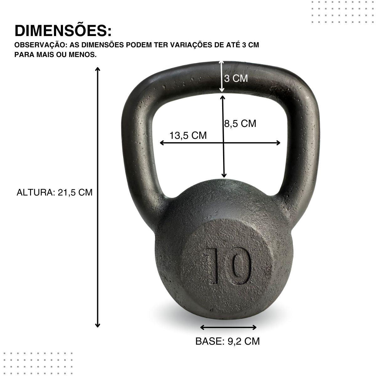 Kettlebell Pintado Ferro Fundido Preto