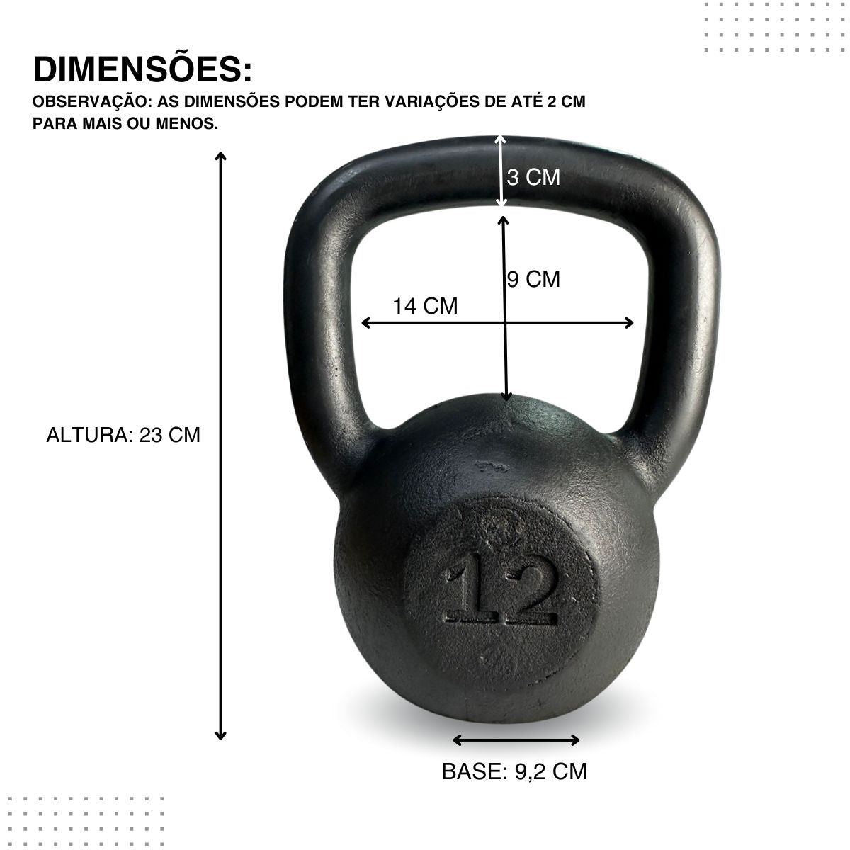 Kettlebell Pintado Ferro Fundido Preto