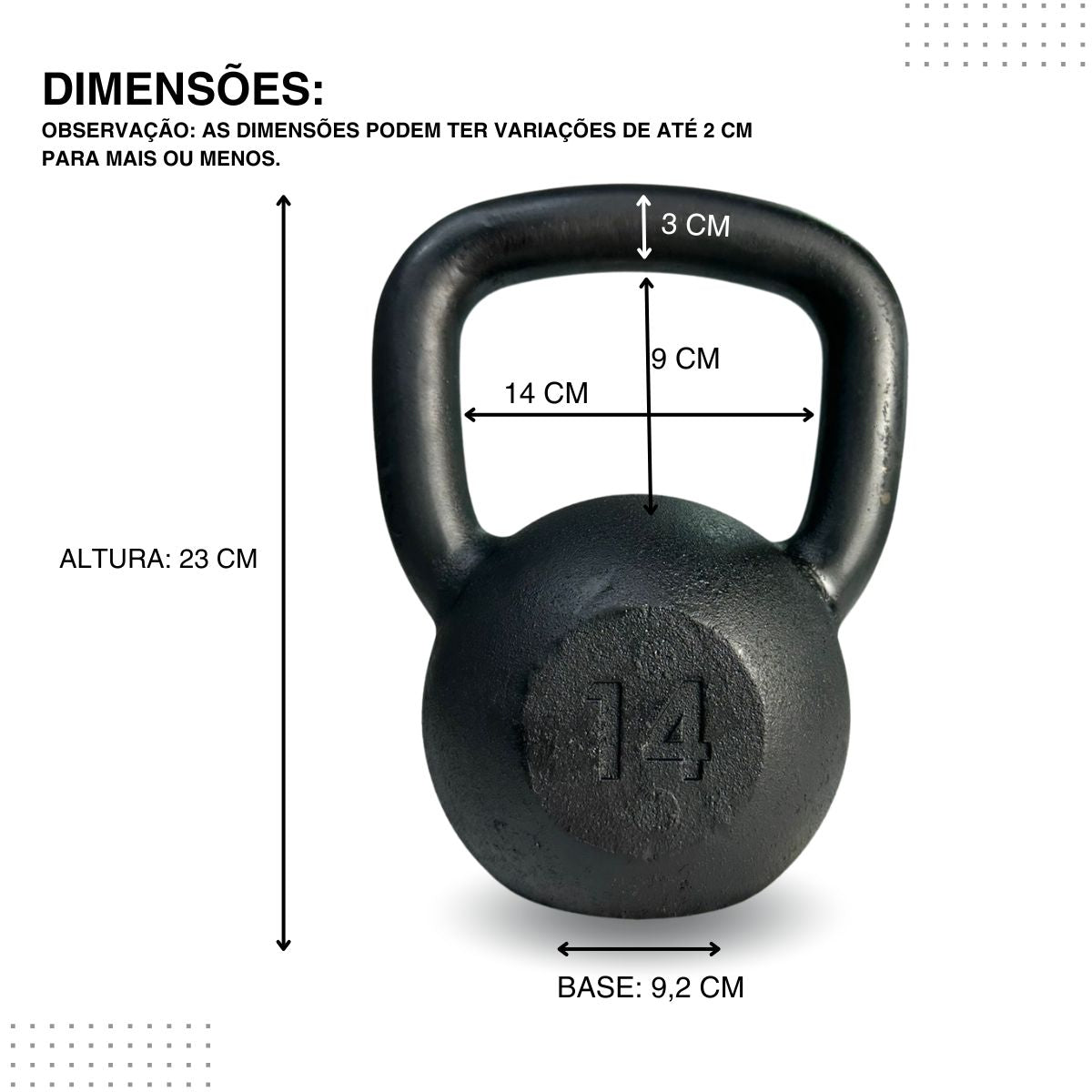 Kettlebell Pintado Ferro Fundido Preto