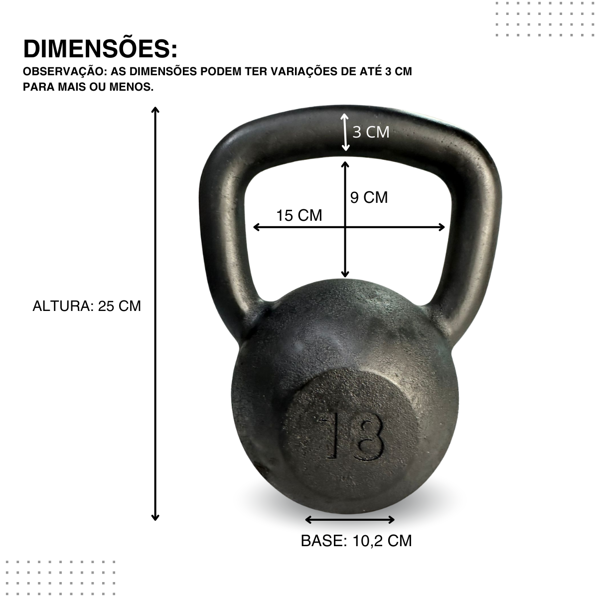 Kettlebell Pintado Ferro Fundido Preto