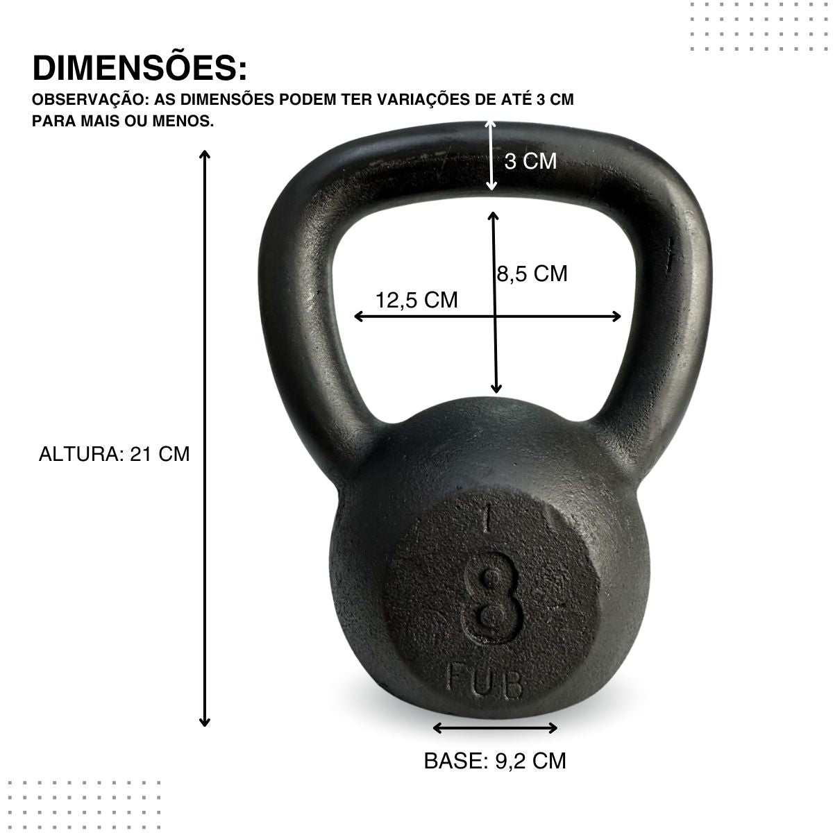 Kettlebell Pintado Ferro Fundido Preto