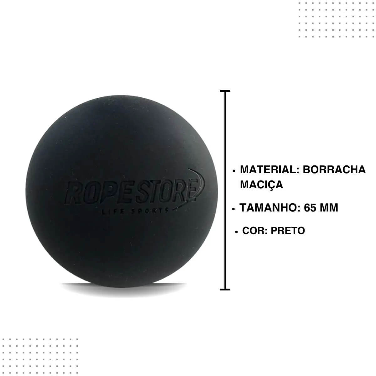 Bola Lacrosse Ball Pro 65 mm Preto Rope Store