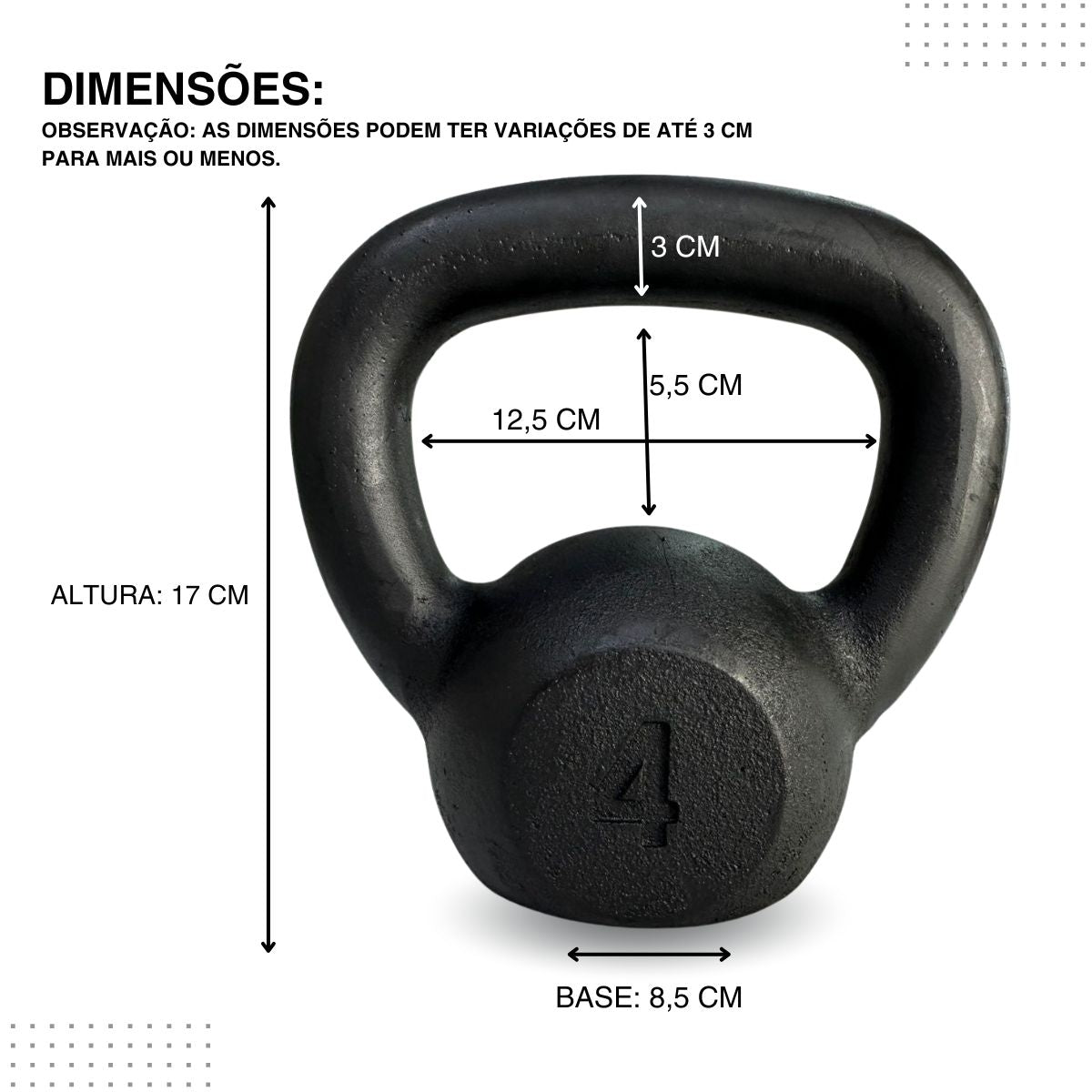 Kettlebell Pintado Ferro Fundido Preto