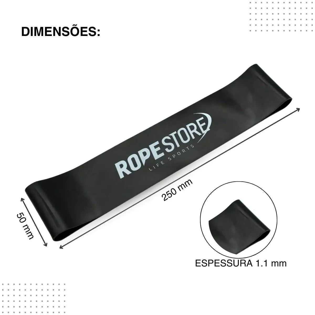 Kit Mini Bands Tensão Extra Forte Preta Rope Store 3 Unidades