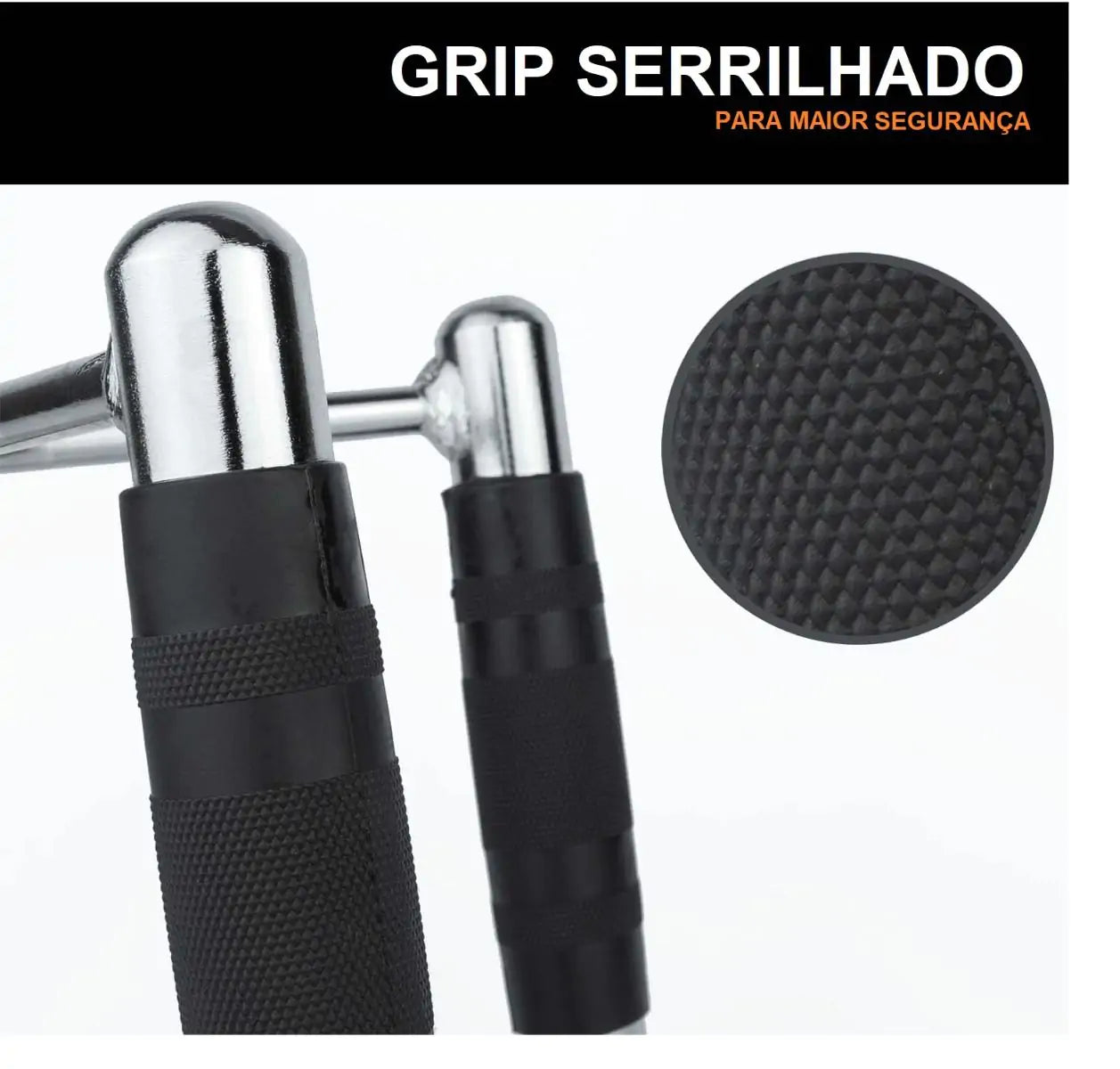 Puxador Triceps Triângulo Cromado com Pegada Emborrachada