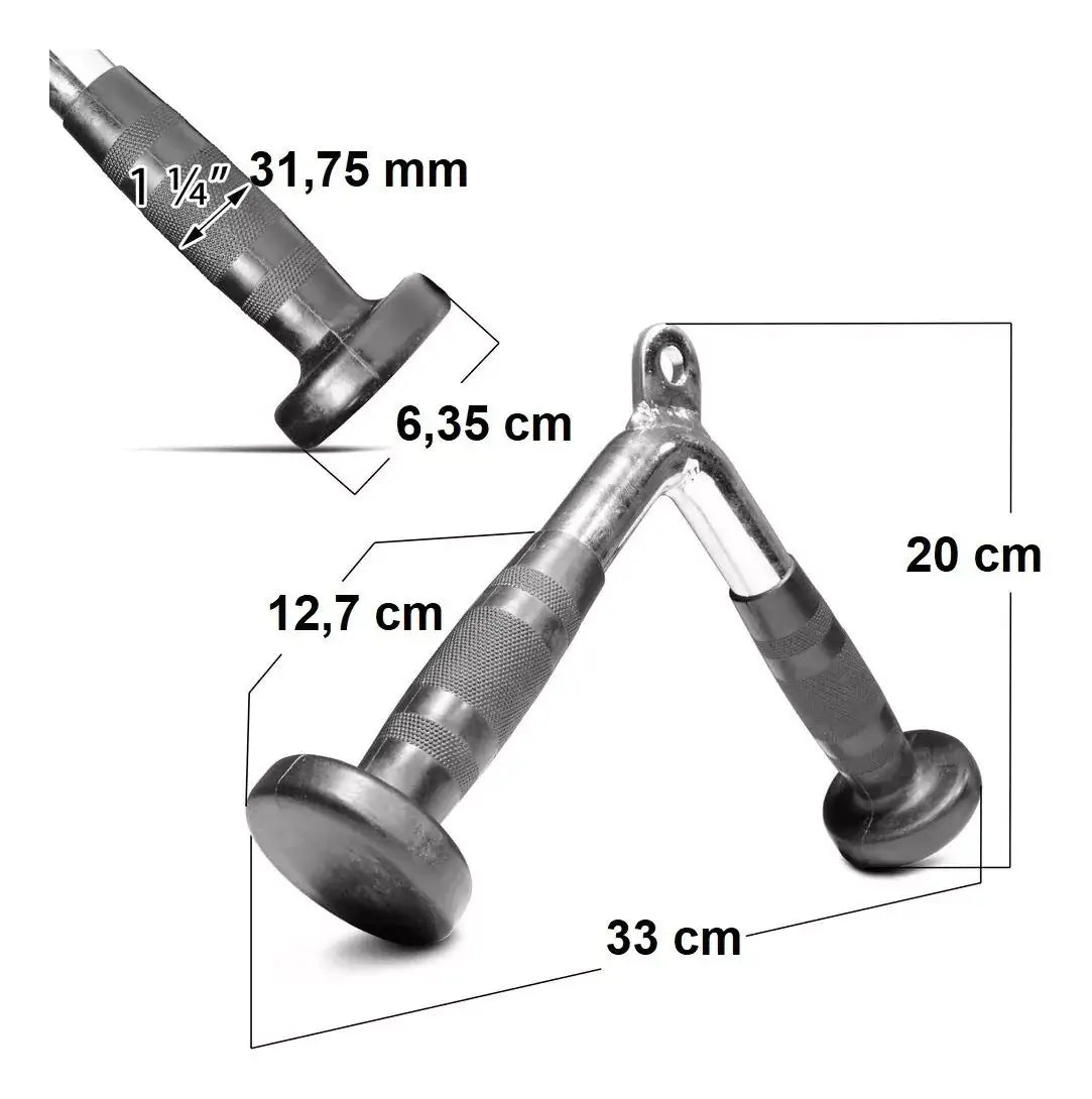 Puxador Triceps em V Metal com Pegada Emborrachada