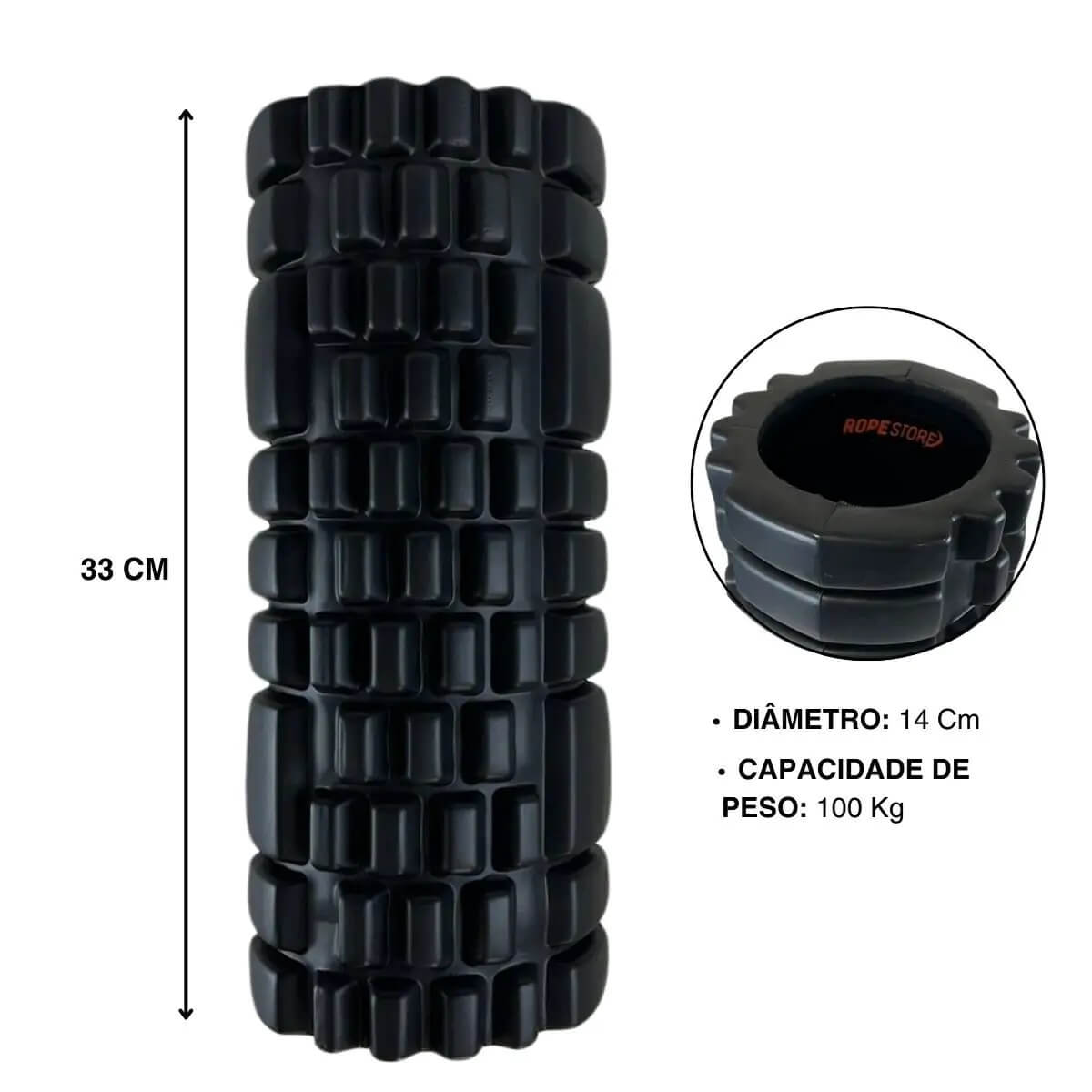 Miofacial Rolo de Massagem e Relaxamento com Ranhuras Preto