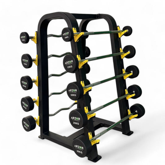 Kit Barra Montada Emborrachada 10,15,20,25,30 kg com Suporte