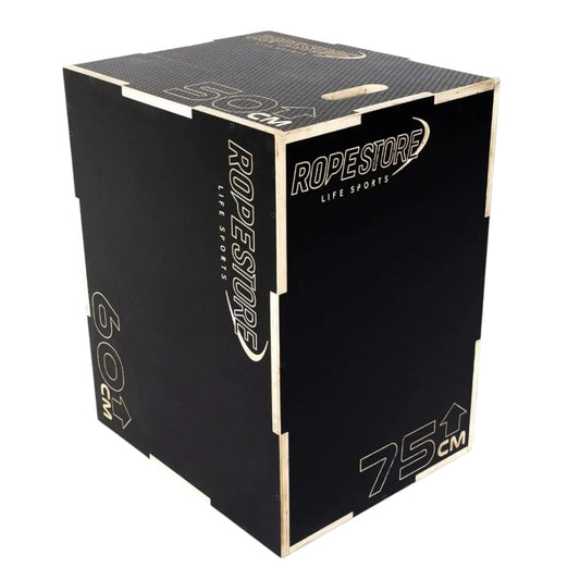Caixa de Saltos Plyo Box Madeira Naval 50 x 60 x 75 cm Montada Com Logo Antiderrapante