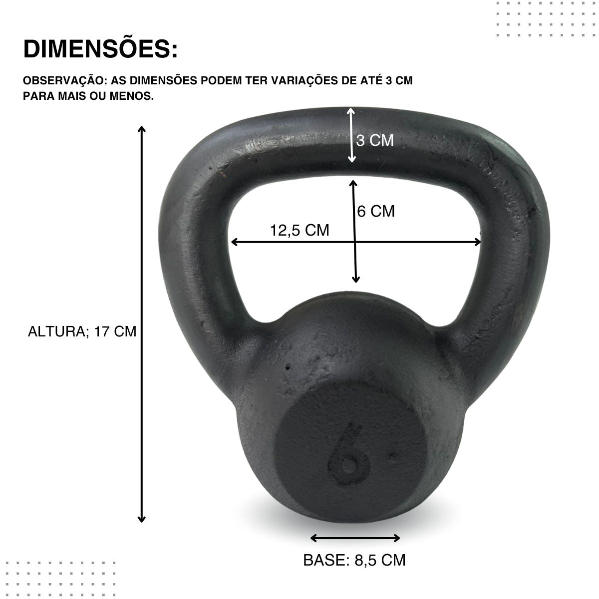 Kettlebell Pintado Ferro Fundido Preto
