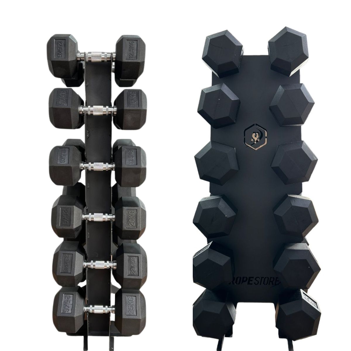 Kit Halteres Sextavados 12,5 a 25 kg Par com Suporte