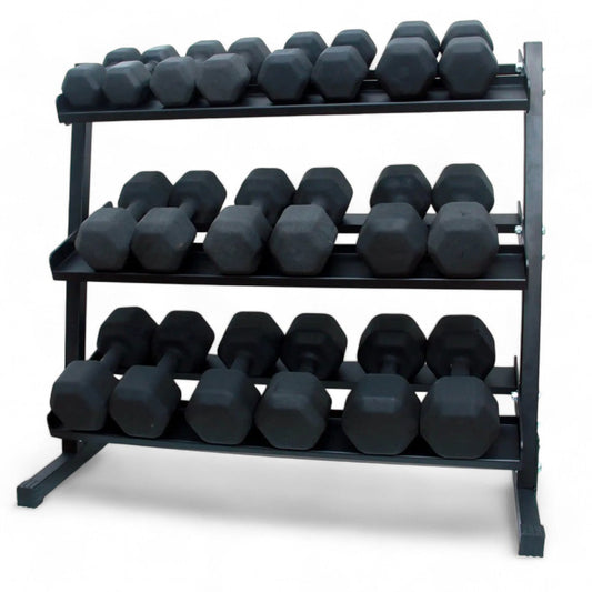 Kit Halteres Sextavados Texturizados 12 a 30 kg com Expositor