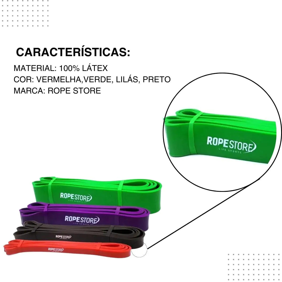 Kit 5 Super Band Rope Store Elásticos Extra Leve, Leve, Médio, Forte e Extra Forte